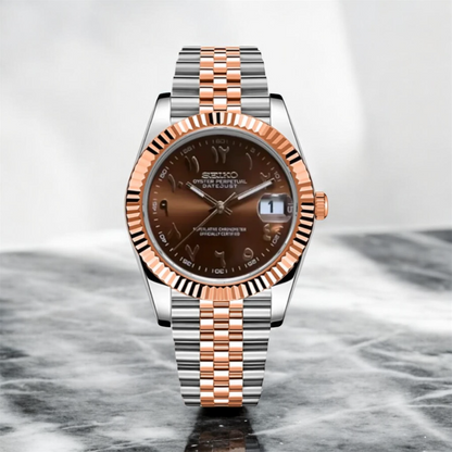 Rose/Brown Arabic Date Just Mod