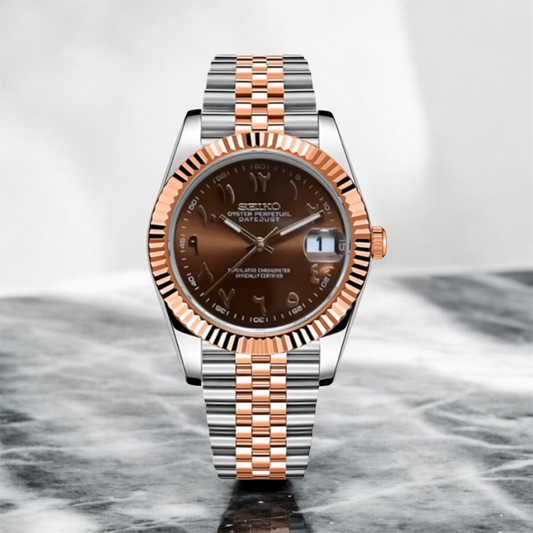 Rose/Brown Arabic Date Just Mod