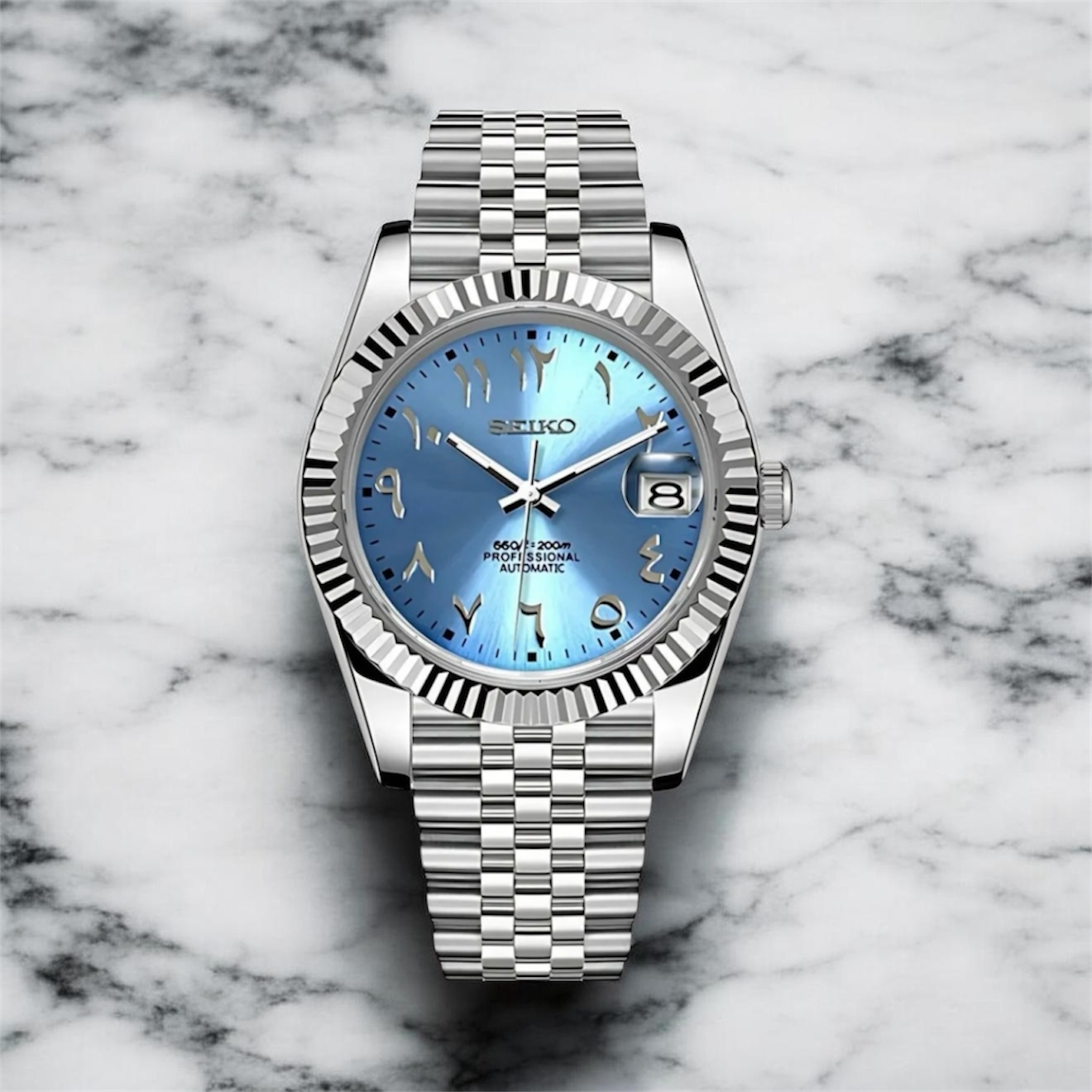 Ice Blue Arabic Date Just Mod