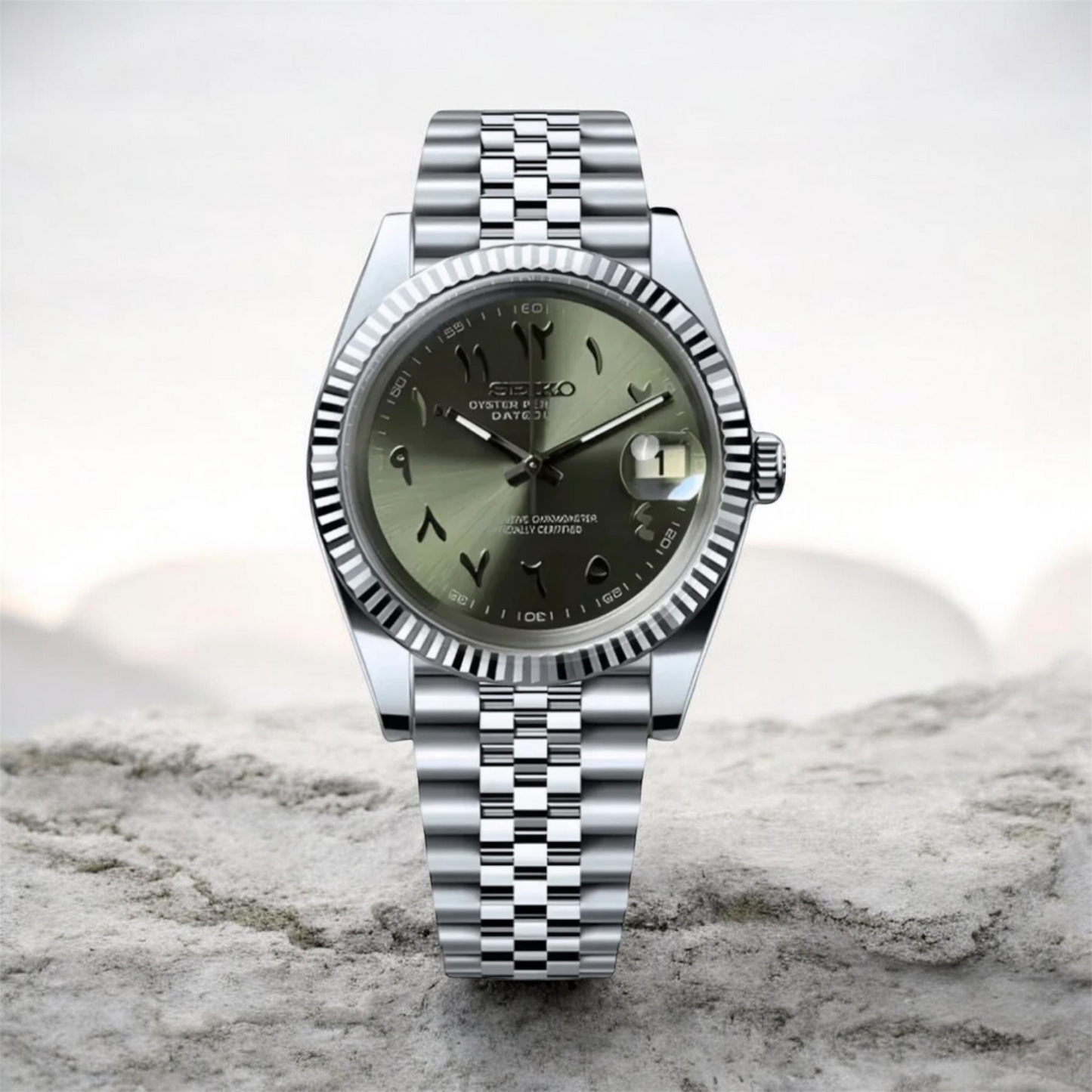 Olive Green Arabic Date Just Mod